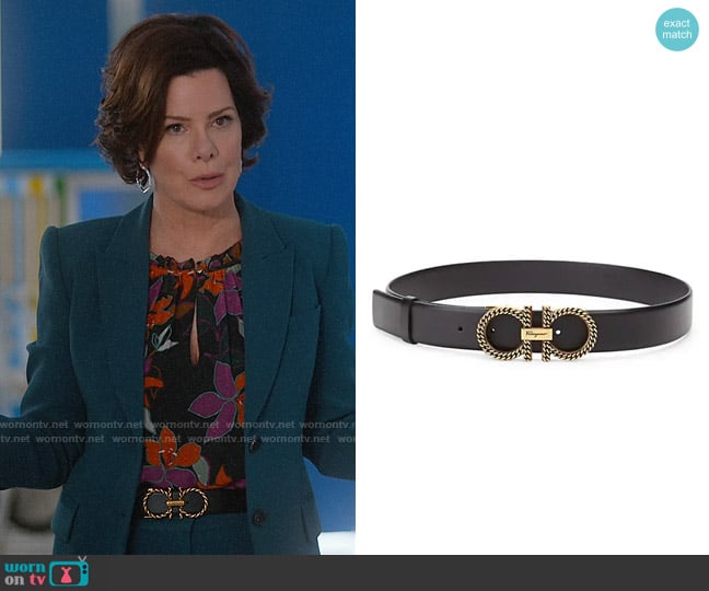 Ferragamo New Gancini Reversible Leather Belt worn by Margaret Wright (Marcia Gay Harden) on So Help Me Todd