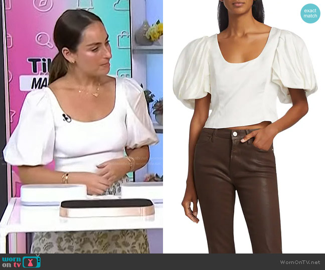 Frame Puff Sleeve U-Neck Top worn by Sydney Adler on Today