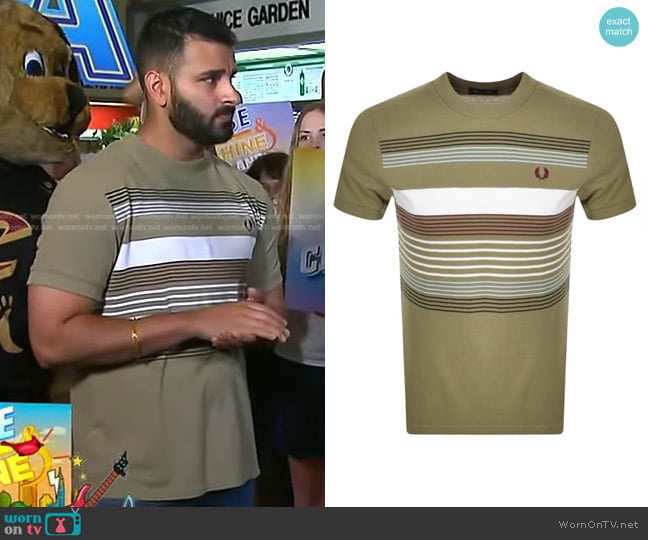 Fred Perry Striped Pique T Shirt worn by Ashan Singh on Good Morning America