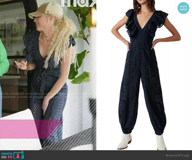 Free People Cotton Mikayla Ruffled Open Back Jumpsuit worn by Galey Alix on Today