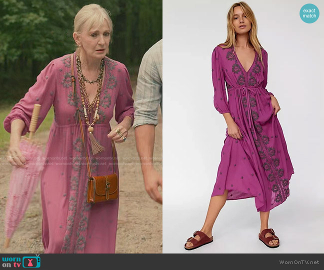 Free People Embroidered Fable Midi Dress worn by Paula Vreeland (Caroline Lagerfelt) on Sweet Magnolias