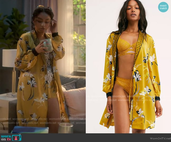 Free People Florentia Robe worn by Kiela (Daniella Perkins) on Grown-ish