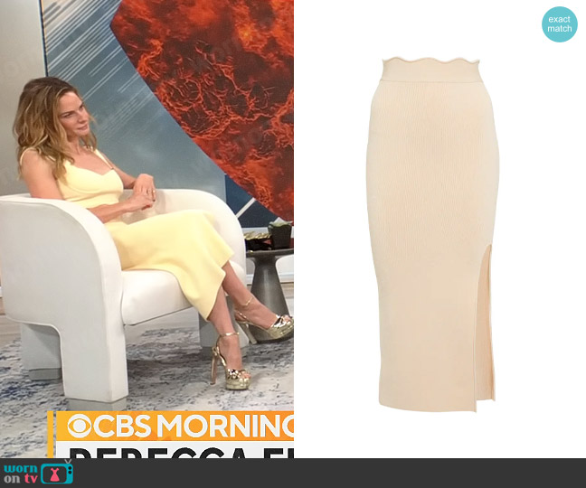 Galvan Delia Skirt worn by Rebecca Ferguson on CBS Mornings