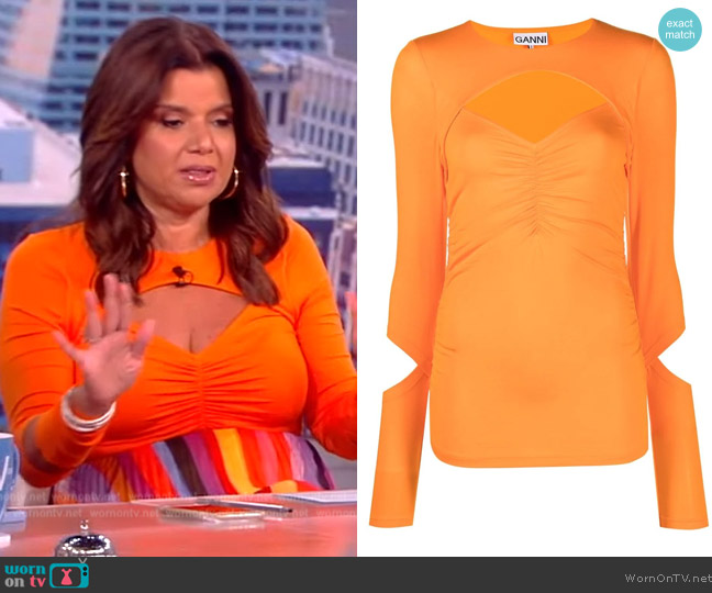 Ganni Cut-out long-sleeved top worn by Ana Navarro on The View