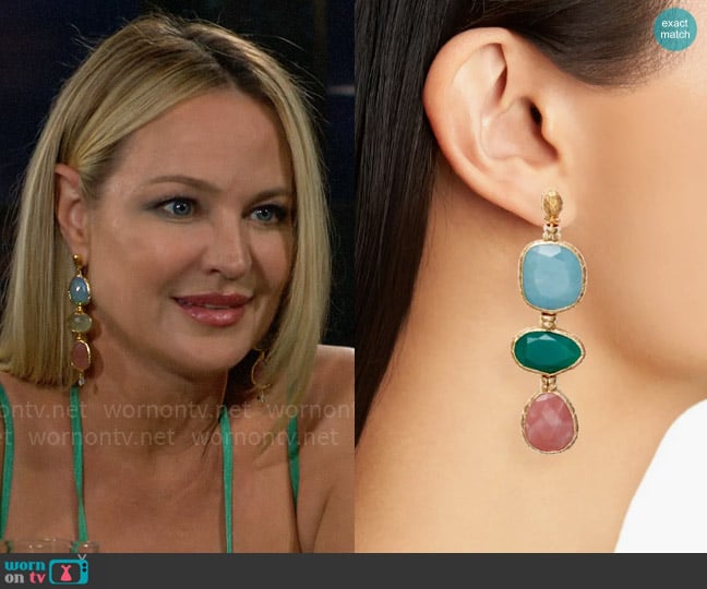 Gas Bijoux Silene Earrings worn by Sharon Newman (Sharon Case) on The Young and the Restless