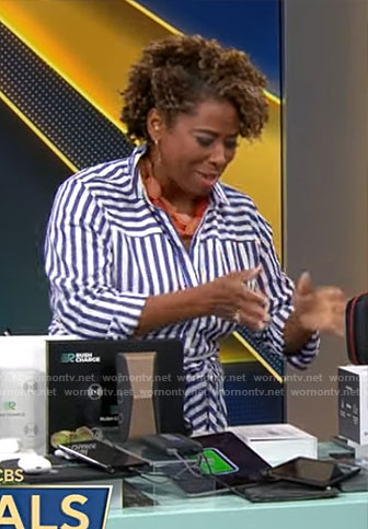 Gayle Bass's striped shirtdress on CBS Mornings