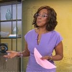 Gayle King’s purple split-neck dress on CBS Mornings