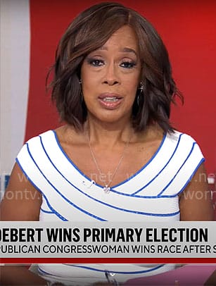 Gayle King's blue and white striped top on CBS This Morning