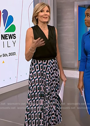 WornOnTV: Kate Snow’s geometric print skirt on NBC News Now | Kate Snow ...