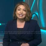 Gilma Avalos’s navy belted asymmetric blazer on NBC News Daily