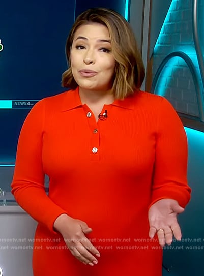 Gilma Avalos's red polo dress on NBC News Daily