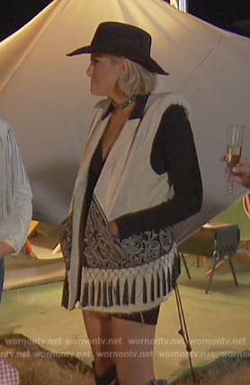 Gina's white embroidered vest on The Real Housewives of Orange County