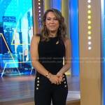 Ginger’s black cutout top and gold button pants on Good Morning America