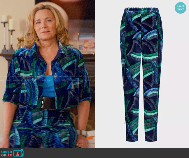 Giorgio Armani Art Deco Velvet Pants worn by Madolyn Addison (Kim Cattrall) on Glamorous