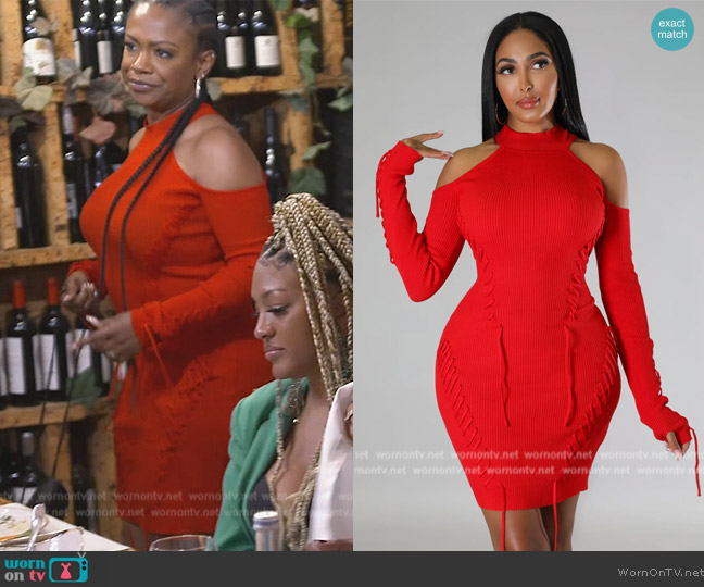 Giti Online Cold Shoulders Dress worn by Kandi Burruss on The Real Housewives of Atlanta