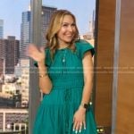 Lori’s teal green smocked tie waist dress on Good Morning America