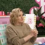 Greta Gerwig’s beige logo sweater on Good Morning America