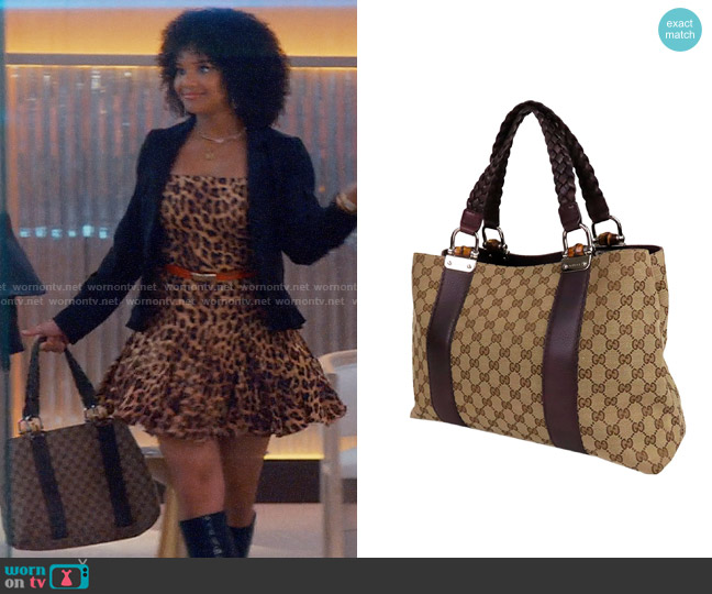 Gucci GG Canvas Bamboo Libeccio Tote worn by Venetia Kelaher (Jade Payton) on Glamorous