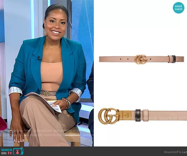 Gucci Reversible logo-plaque belt worn by Sheinelle Jones on Today