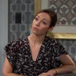 Gwen’s black print v-neck top on Days of our Lives