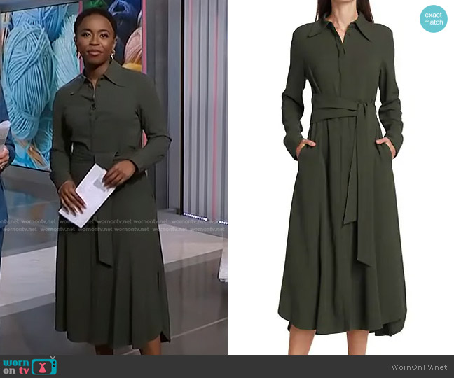 WornOnTV: Zinhle Essamuah’s green tie waist shirtdress on NBC News ...