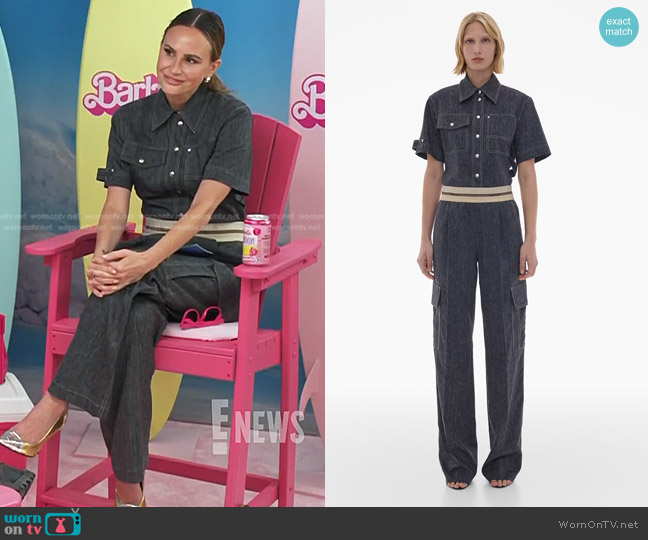 Helmut Lang Linen-Blend Utility Shirt and Pants worn by Keltie Knight on E! News