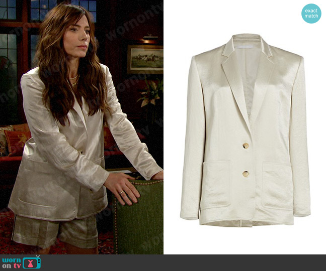 Helmut Lang Crinkled Satin Relaxed Blazer worn by Taylor Hayes (Krista Allen) on The Bold and the Beautiful