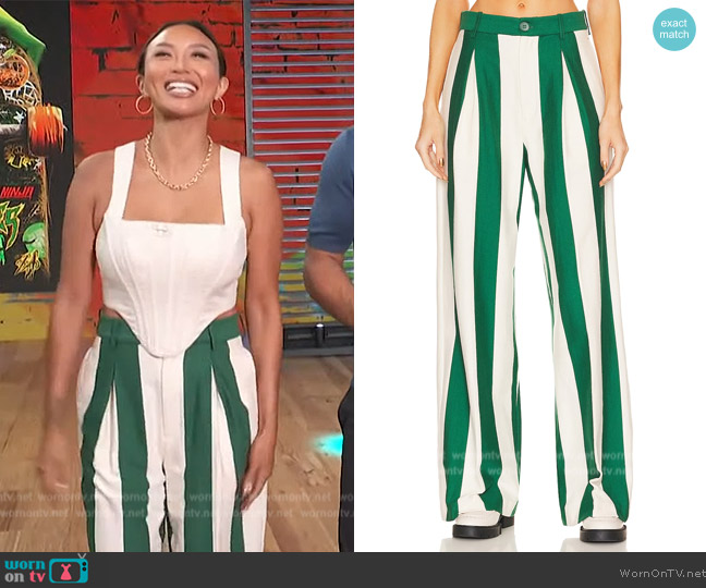 WornOnTV: Jeannie Mai’s green stripe pants on Access Hollywood ...