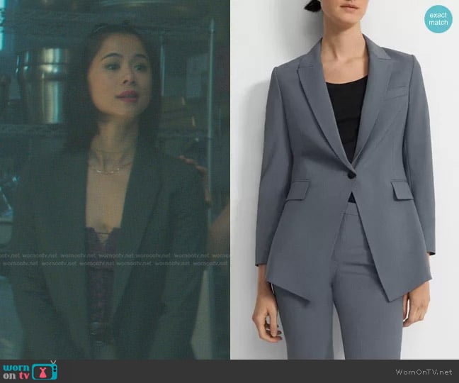 Theory Etiennette Blazer in Good Wool worn by George Fan (Leah Lewis) on Nancy Drew