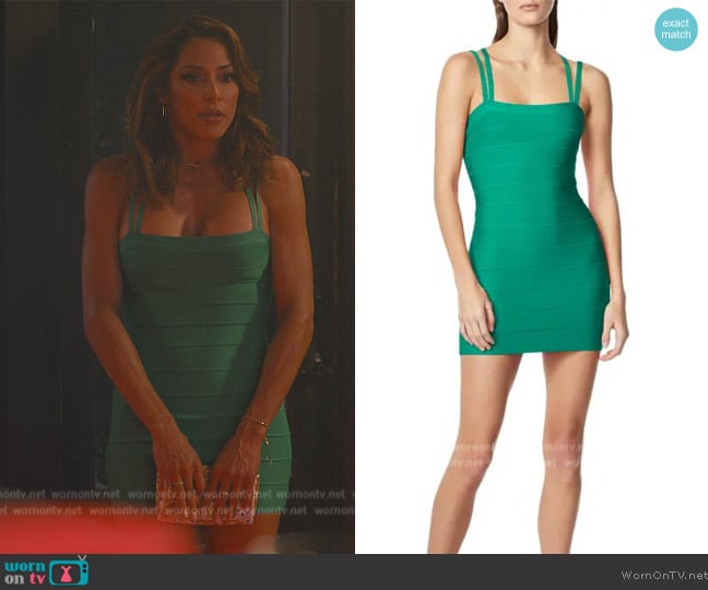 Herve Leger Crisscross-Back Strappy Mini Bodycon Dress worn by Nikki Estridge (Nikki Estridge) on Sweet Magnolias