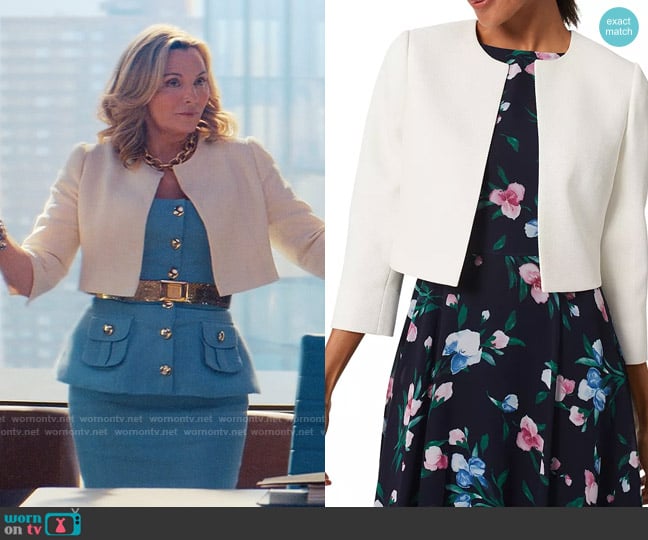 Hobbs Elize Open Front Jacket worn by Madolyn Addison (Kim Cattrall) on Glamorous