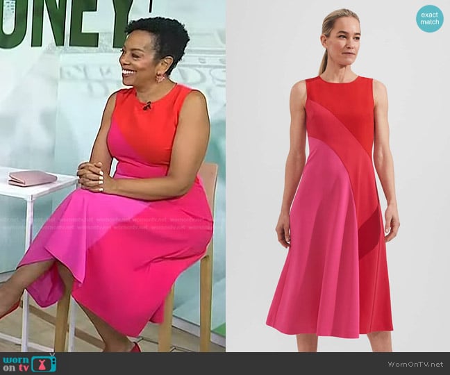 WornOnTV: Sharon Epperson’s pink colorblock midi dress on Today ...