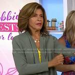 Hoda’s pale green draped cardigan on Today