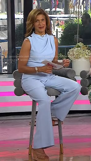 Hoda's light blue sleeveless jumpsuit on Today