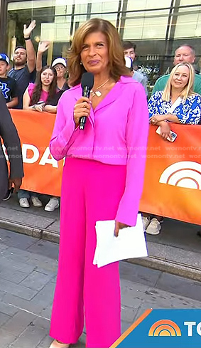 Hoda's hot pink blouse and pants on Today