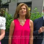 Hoda’s pink ruffle front sleeveless dress on Today