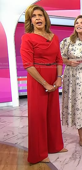 Hoda’s red belted jumpsuit on Today