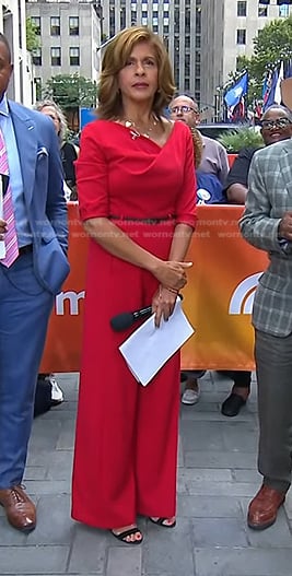 Hoda’s red belted jumpsuit on Today