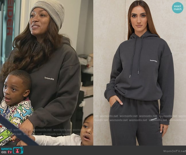 House of CB Halo Charcoal Oversized Hoodie worn by Drew Sidora on The Real Housewives of Atlanta