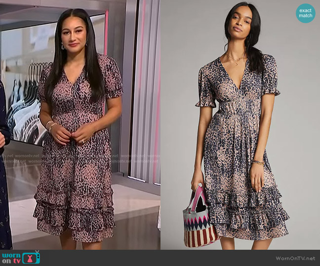 Hutch Adelia Ruffled Midi Dress worn by Morgan Radford on NBC News Daily