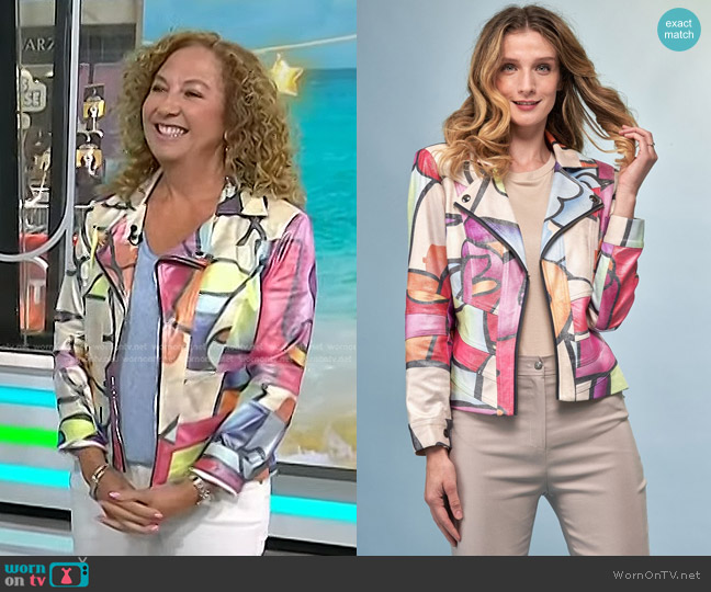 Insight Printed Metallic Moto Jacket worn by Laurie Schacht on Today