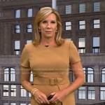 Jacqui Jeras’s camel belted sheath dress on CBS Evening News