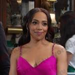 Jada’s fuchsia pink satin maxi dress on Days of our Lives