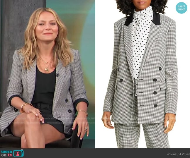 Jason Wu Double Breasted Houndstooth Blazer worn by Beckie Newton on Access Hollywood