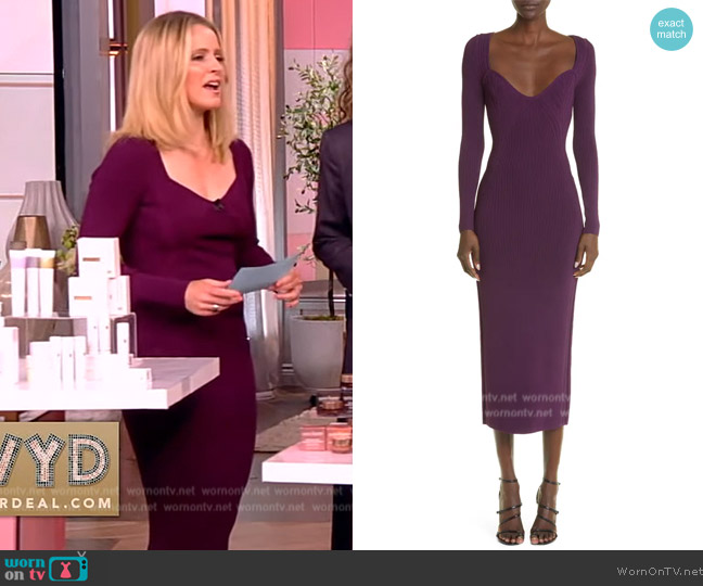 WornOnTV: Sara’s purple ribbed midi dress on The View | Sara Haines ...