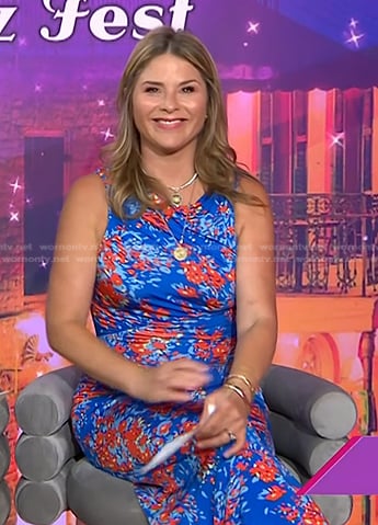 Jenna's blue floral ruched dress on Today