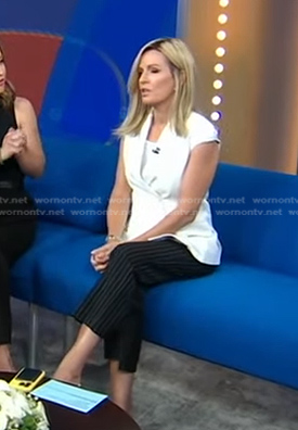 Jennifer’s white cap sleeve blazer and striped pants on Good Morning America