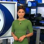 Jericka’s green keyhole dress on CBS Evening News