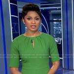 Jericka’s green keyhole dress on CBS Evening News