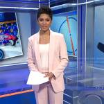 Jericka’s pink pant suit on CBS Evening News